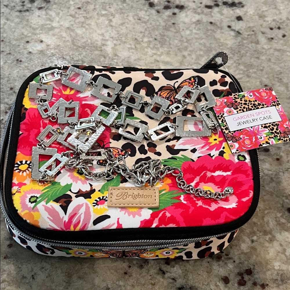 Brighton jewelry case with silver tone chain